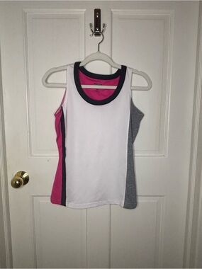 Bolle Women's Colorblock Athletic Tank Top  in White, Pink & Gray size S
